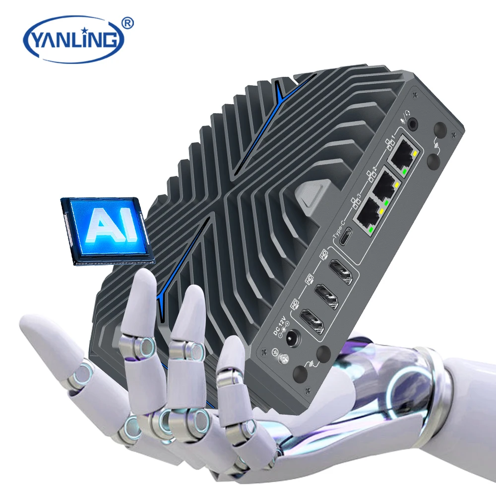 

Yanling New Fanless Mini Pc AI Ultra 5/7 12-Core DDR5 5600 RAM AGV AMR Industrial Computer
