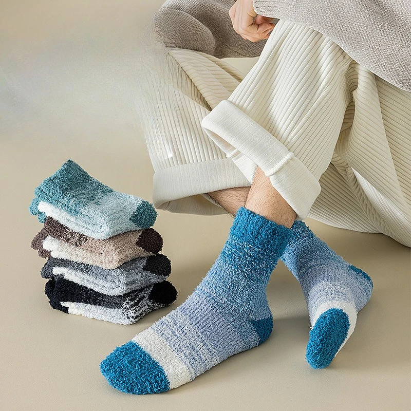 1/5 pairs Men's autumn winter new thick warm mid tube socks casual comfortable sleeping socks fashion versatile women's socks
