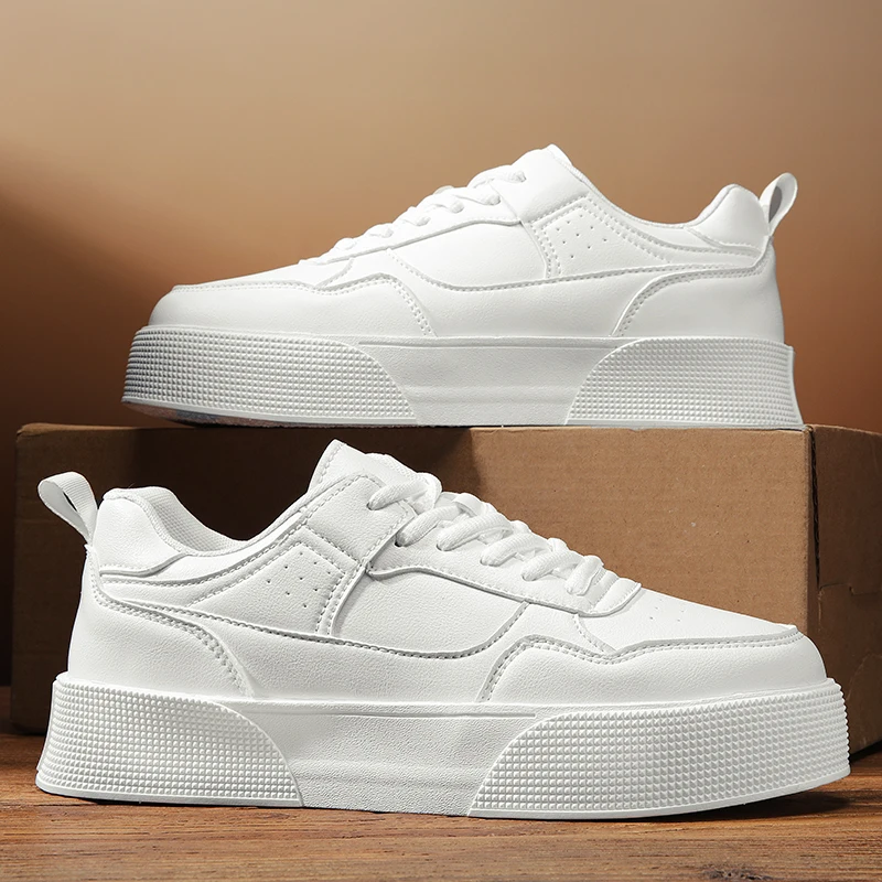 2025 Trend Men\'s Sneakers Designer Platform Sports Shoes Men Comfortable Leather Skateboard Shoe Man White Casual Sneaker 39-47