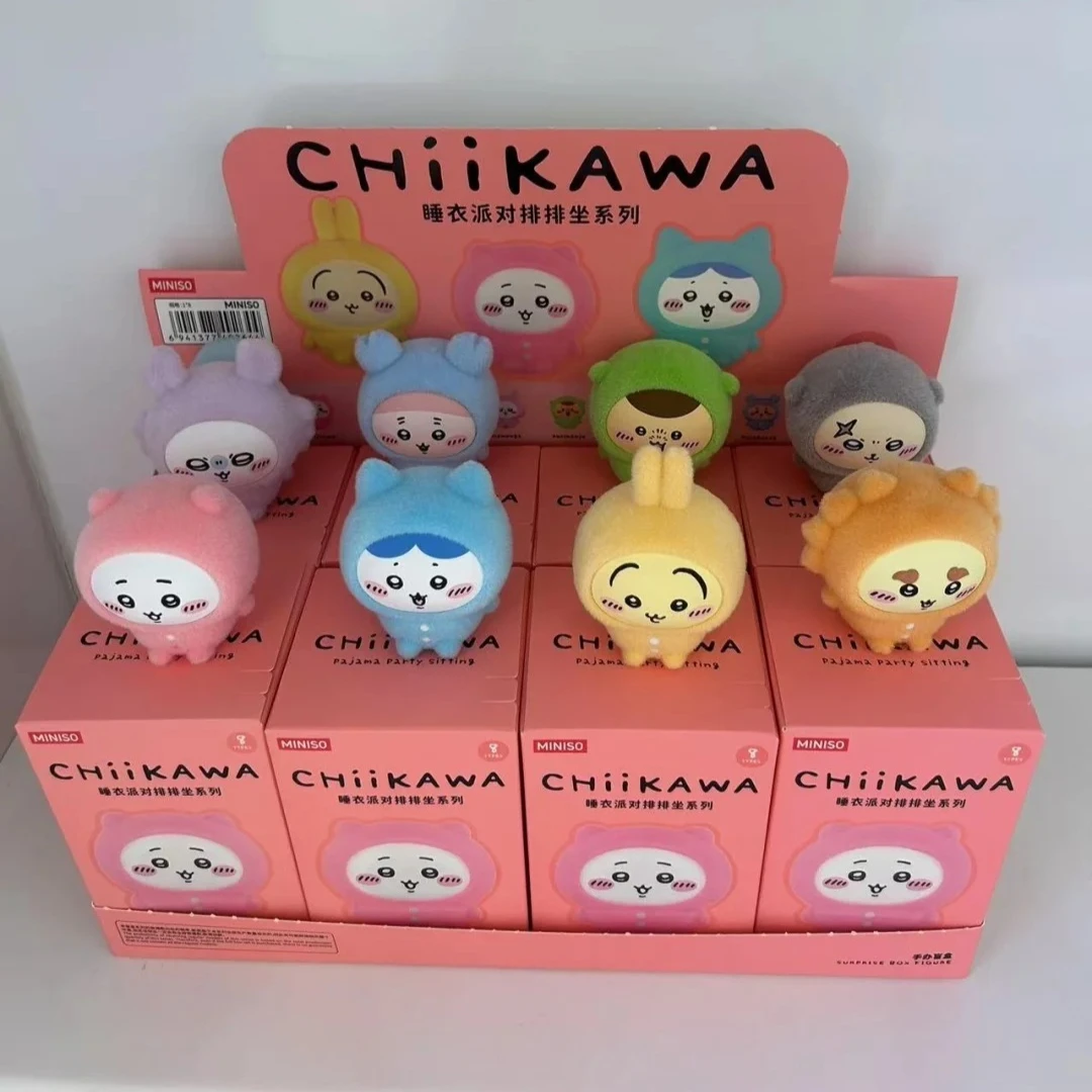 

MINISO chiikawa Pajama Party Sitting Row Series Blind Box Cute Plush Vinyl Doll Mystery Box Anime Figures Collection Model Toys
