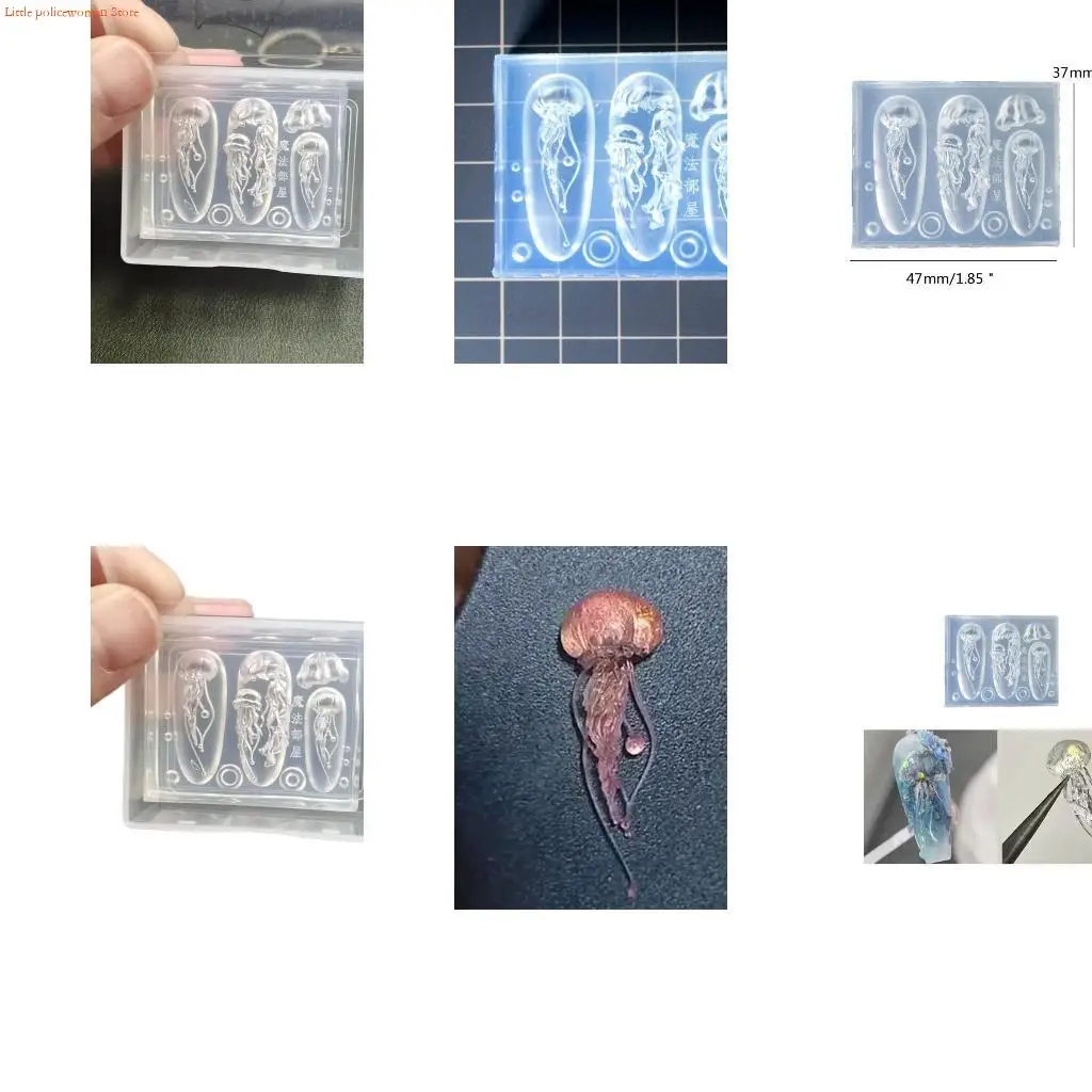 F92D Soft Silicone Jellyfish Moulds Art Dropper Mold Convenient Art Molds Resin Craft Mould DIY Casting Moulds