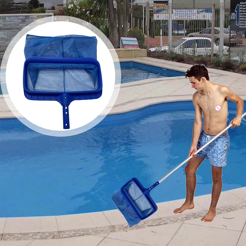 1/2/3Pcs Pool Skimmer Heavy Duty Cleaning Tool and Net Bag Leaf Cleaning Blue Deep Water Scoop Enhanced Fish Pond Scoop