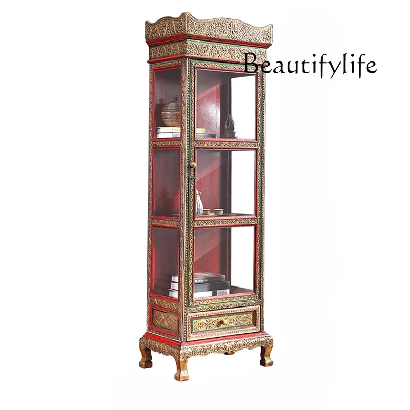 

Retro Personality Solid Wood Corner Shelf Southeast Asia Corner Cabinet Restaurant Wall Corner Cabinet