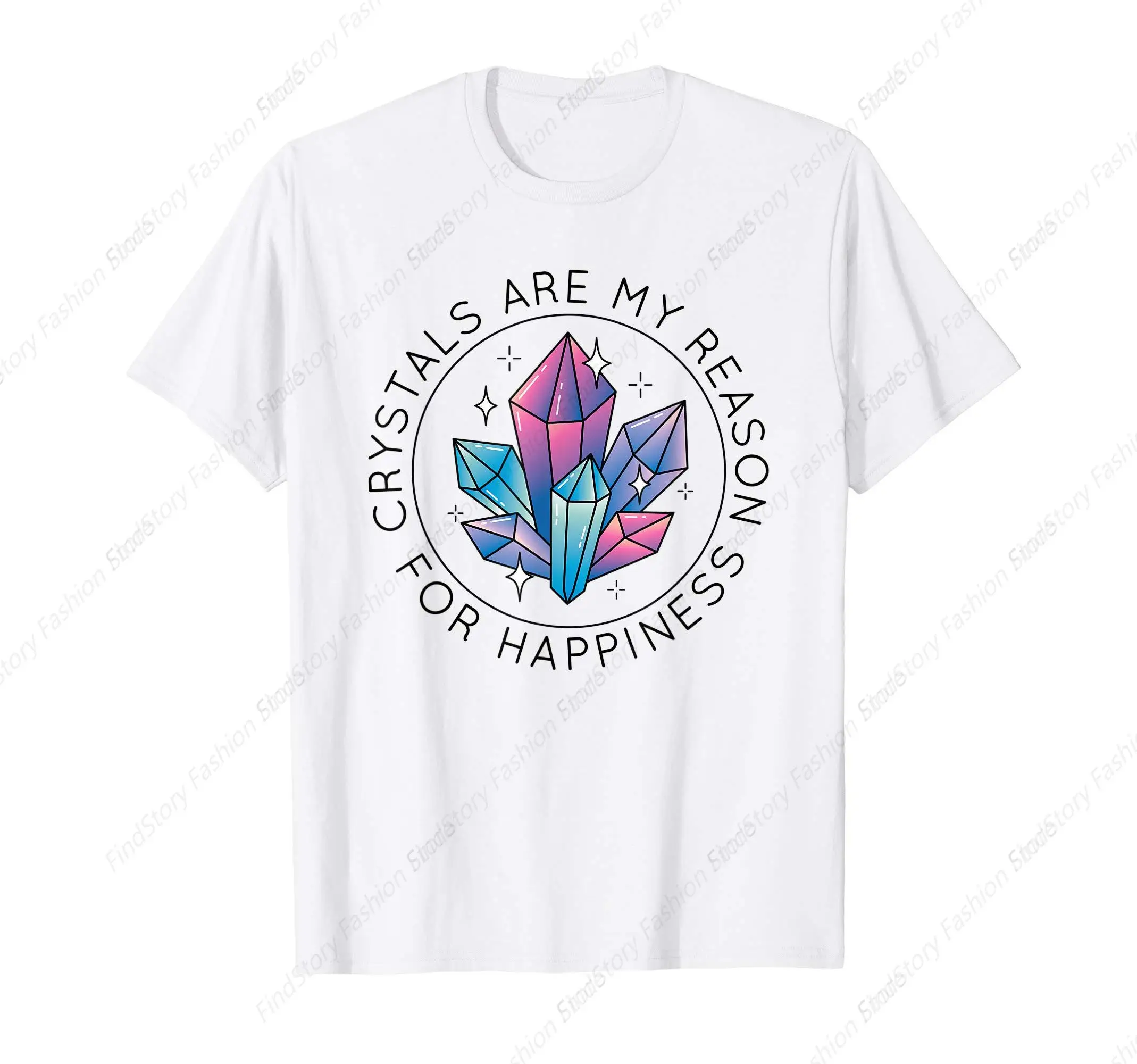 Crystals Are My Reason For Happiness T-Shirt for Men Cotton Vintage Short Sleeve O Neck Sports New Trend Tops Tee