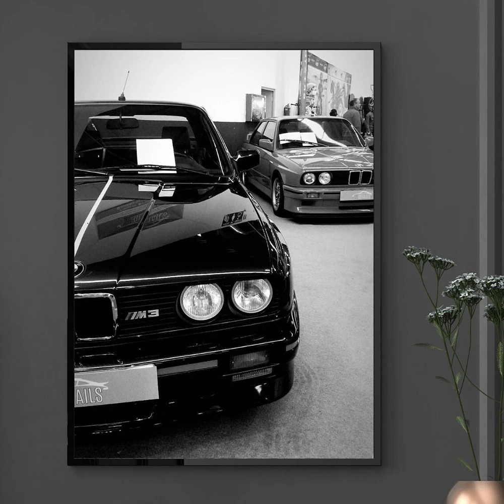 M3 Car Poster Black and White Car Canvas Painting Print Poster Home Decor Wall Picture For Living Room Frameless