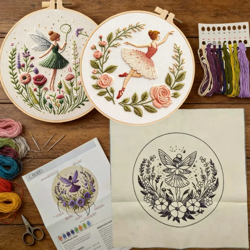 

Набор для вышивания цветочной феи, набор материалов, прозрачные узоры для украшения дома, персонализированные подарки, любитель рукоделия для начинающих