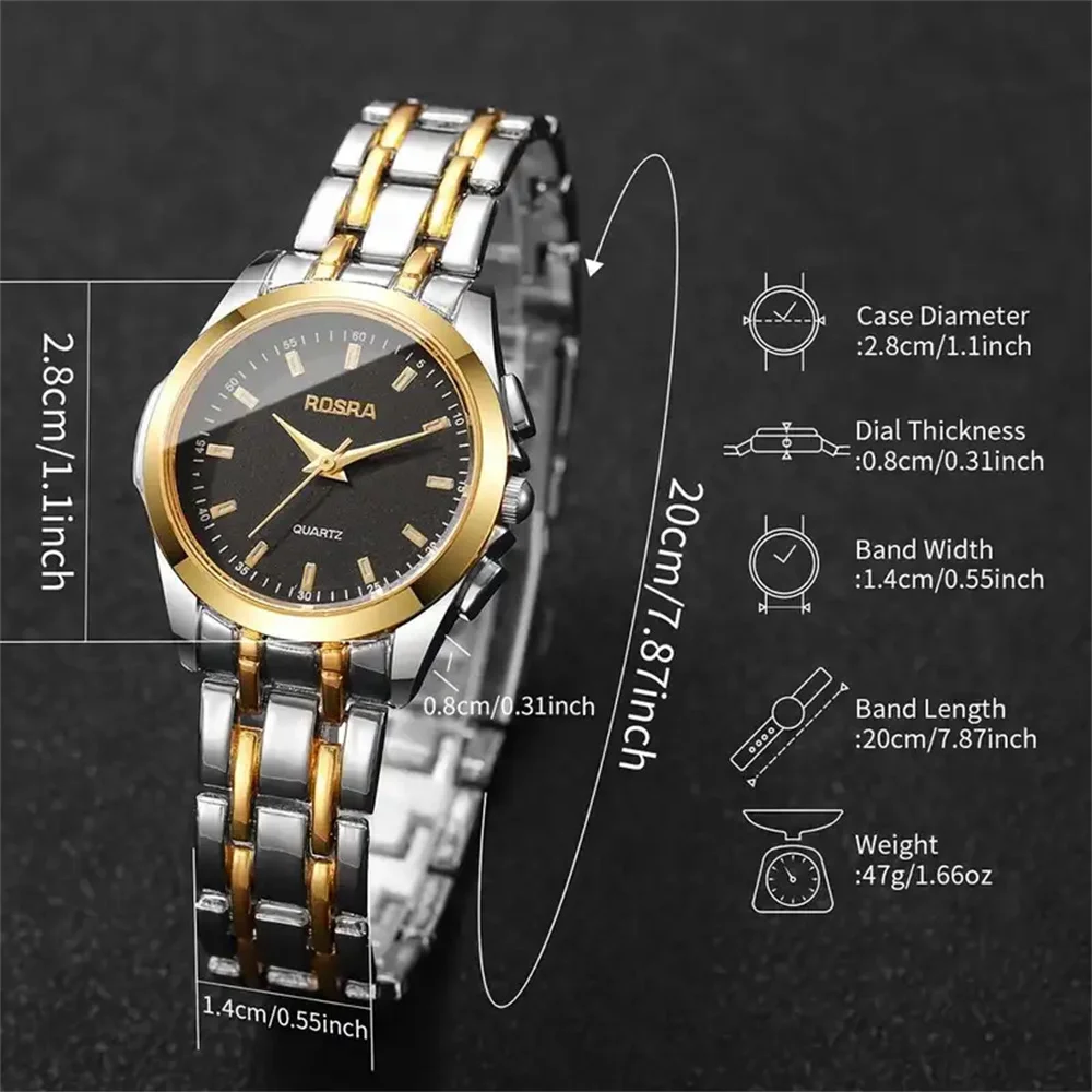 Fashionable and simple couple quartz watch set - 2 pieces/set, elegant dial design, business style