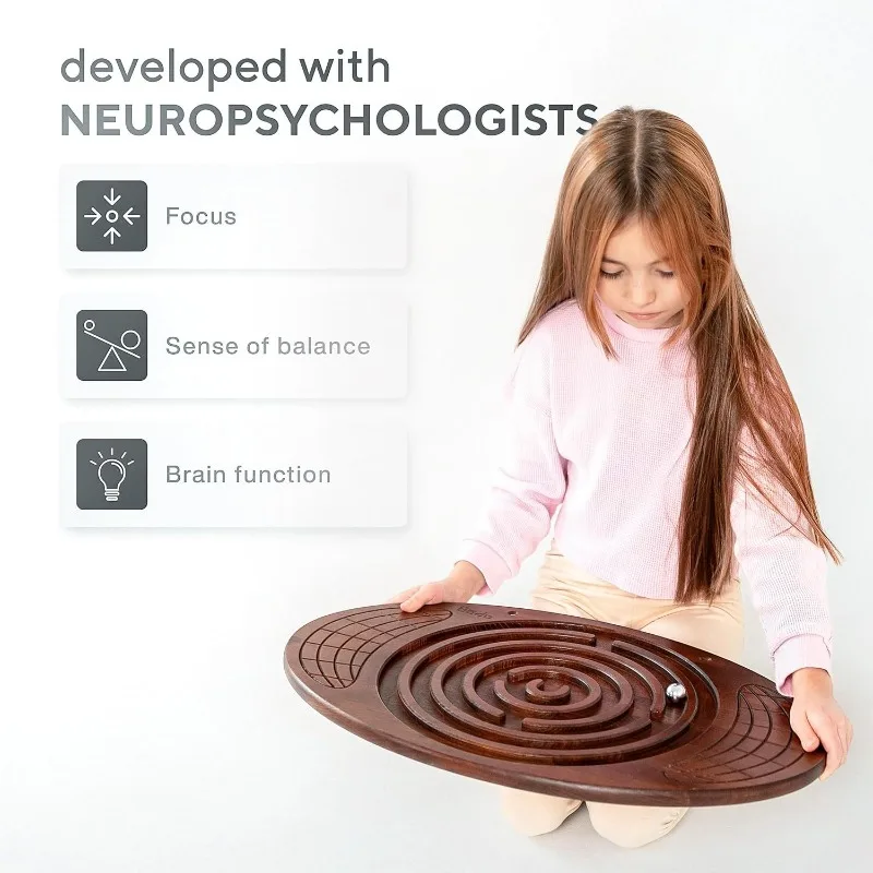 Wooden Maze Balance Curved Seesaw Board Kids Sensory Integration Training Puzzle Toy Indoor Home Sports Entertainment Autism