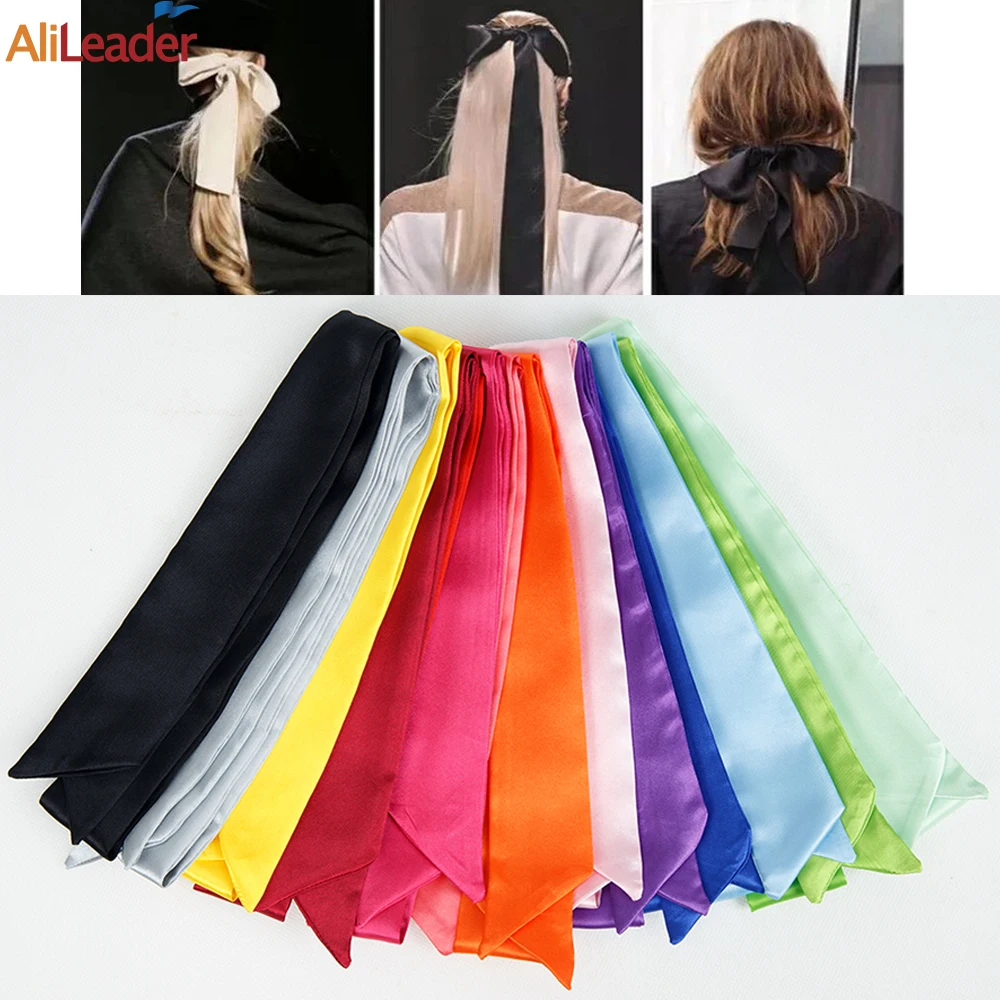 Silk Stain Scarf For Women Lightweight Solid Color Neck Tie Satin Scarf Women Hair Band Lady Accessories 90Cm*4Cm Long Bag Scarf