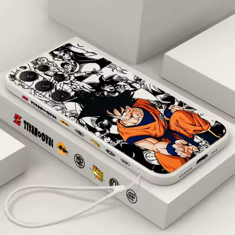Art D-Dragon Ball Vegeta Goku Liquid Left Rope For Samsung Galaxy S24 S23 S22 S21 S20 FE S10 Ultra Plus Lite 5G Soft Phone Case