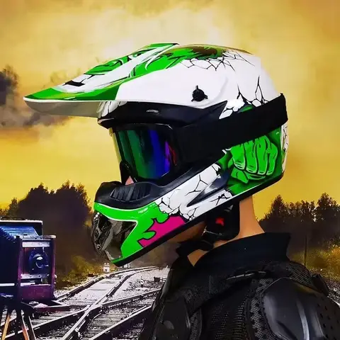 Motorcykelhjälm Barn Barn Helhjälm Barnhjälmar Motocross Casco Moto Barn Terrängsäkerhet Skydd DOT 6 best sales Rockstar Motocross - №1