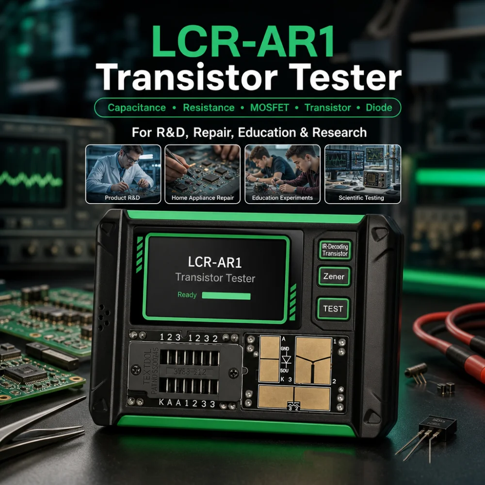 LCR-AR1 Un testeur multifonctionnel pour transistors à effet de champ MOS à écran 1,9 pouces Résistance à la capacité LCR ESR