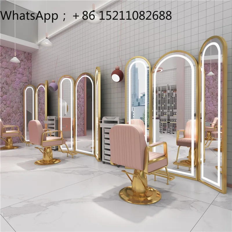 SCY barber shop mirror hair salon special three-sided mirror table hair salon cutting floor perm mirror