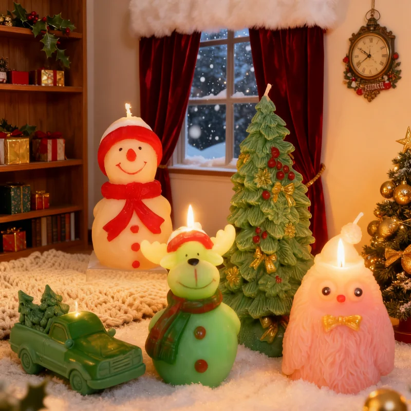 3D Weihnachtsbaum Auto Kerze Form DIY Schneemann Weihnachten Eule Aromatherapie Silikon Form für Festival Kerze Machen Liefert Home Deco