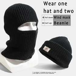 2 in 1 Balaclava Men Women Winter Warm Knitted Beanie Full Face Ski Hat Outdoor Cycling Ear Muff Cap Coldproof Breathable Mask