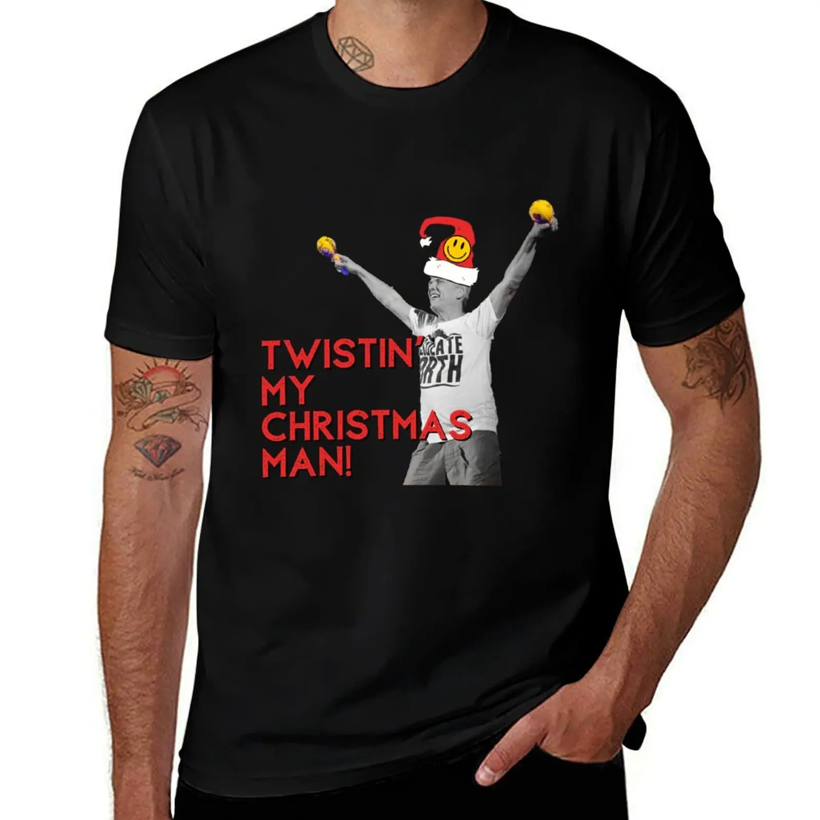 Twisting / Twistin My Christmas Man - Bez / Happy Mondays Christmas Design T-Shirt Work Wear Short Sleeve T-Shirt