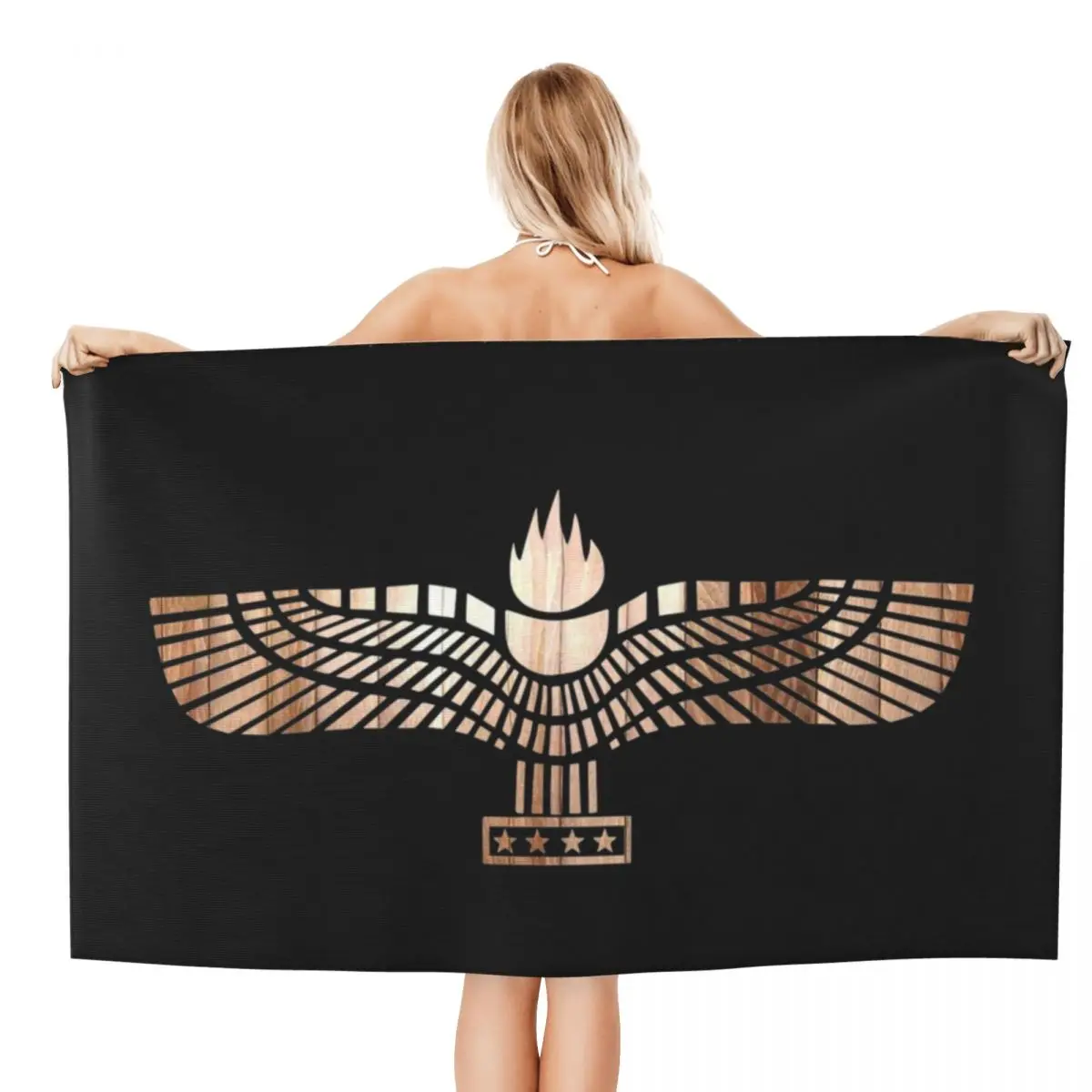 Custom Syriac Suryoyo Wood Beach Towel Quick Dry Assyria Aramean Flag Super Soft Microfiber Bath Sauna Towels