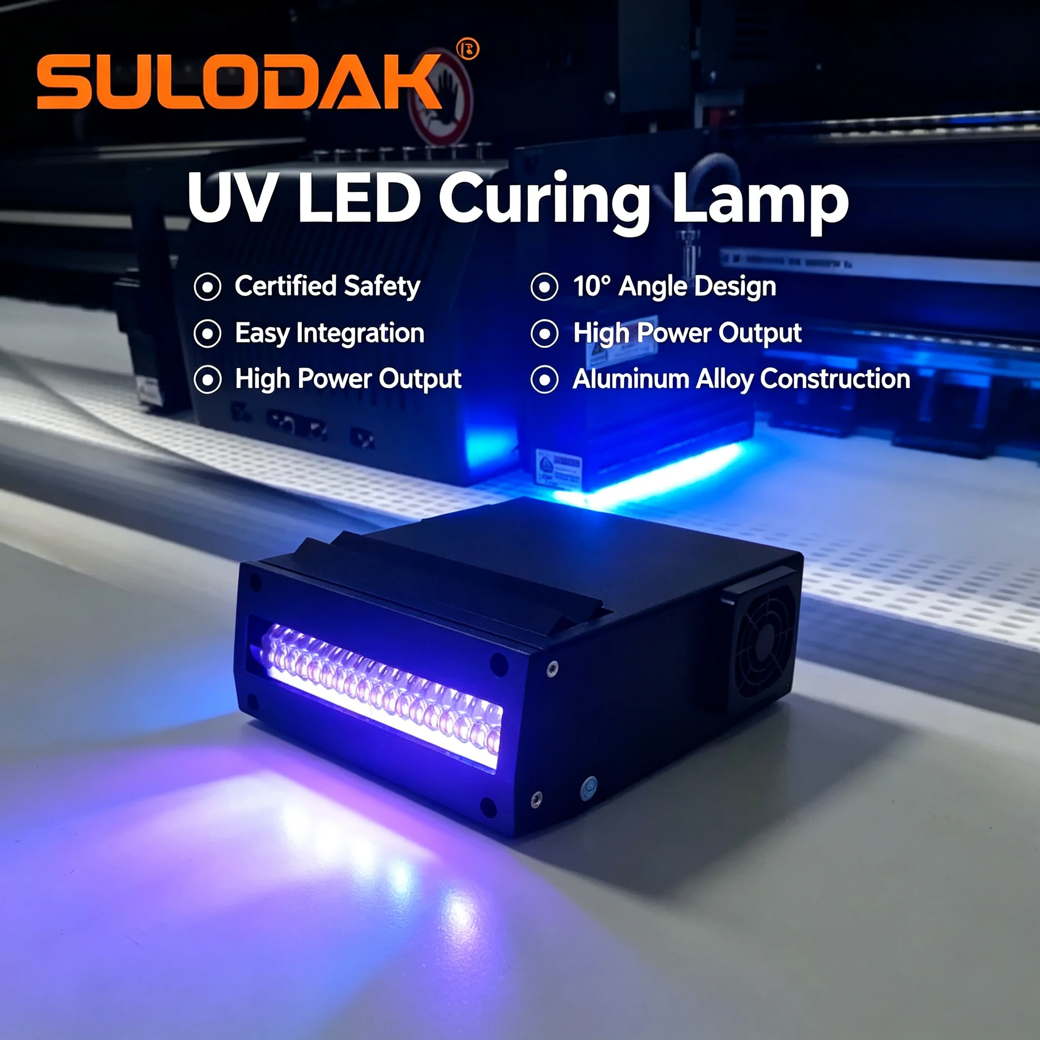 350W Ultraviolet Lamp Air Cooled UV LED Curing Lamp with 10Angle Aluminum Alloy UV Lamp for Flatbed Printer Ink Drying