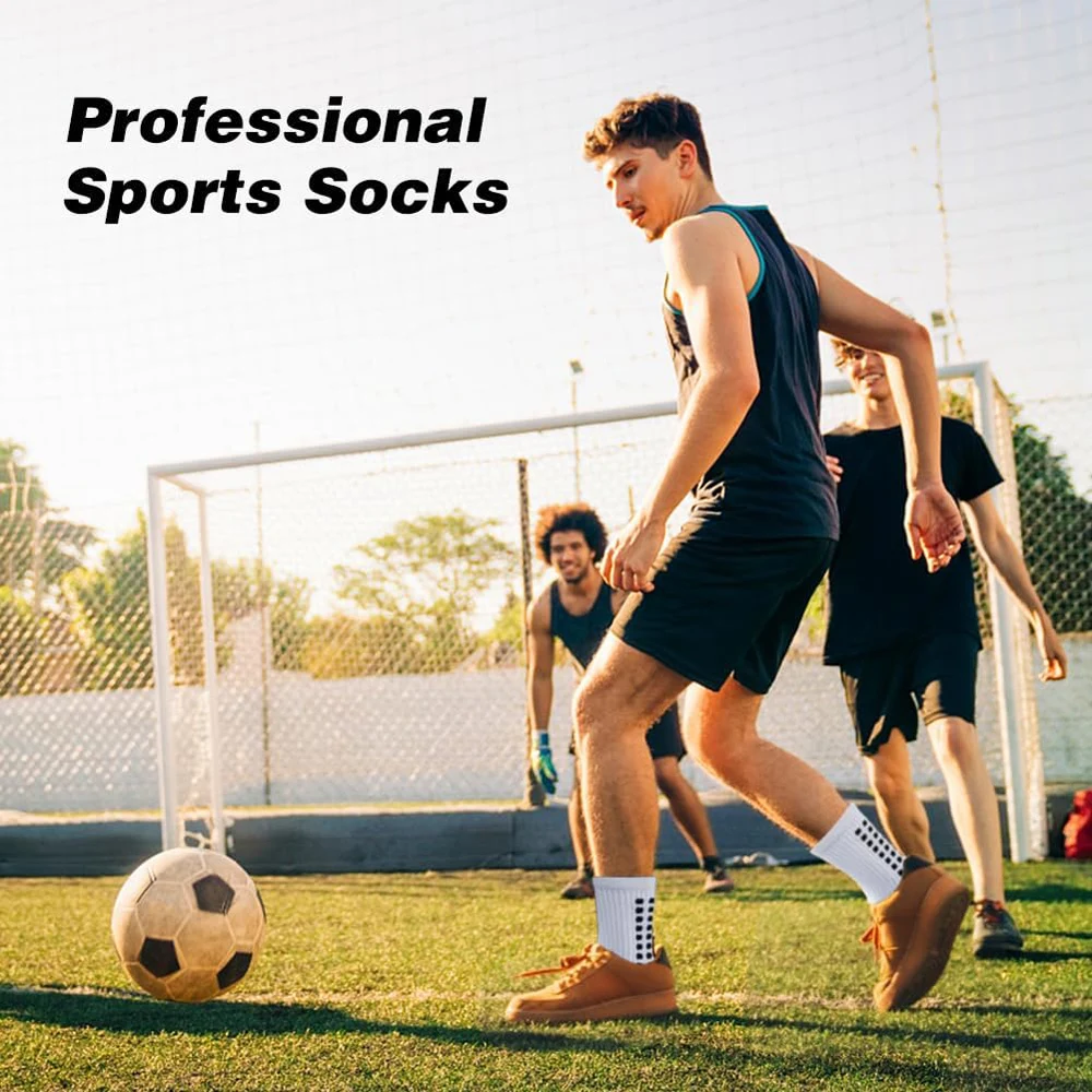 8 Pairs Men\'s Soccer Socks Anti Slip Non-Slip Grip Pads for Football Basketball Sports Grip Soccer Socks