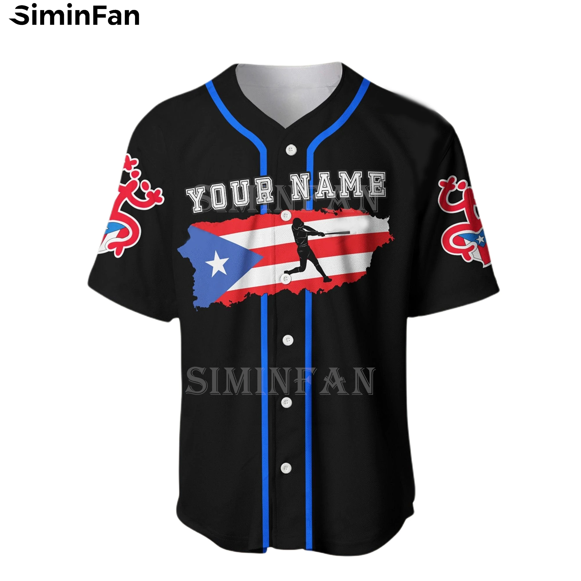 PUERTO RICO BASEBALL 3D Printed Mens Collarless Jersey Shirts Camisa Holiday Summer Beach T-Shirt Women Short Sleeve Tee Top