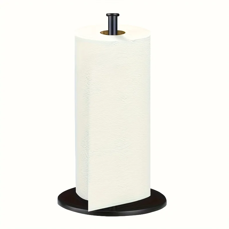 

Stainless Steel Kitchen Roll Holder Weighted Base Countertop Paper Towel Organizer uses for kitchen tissue storage