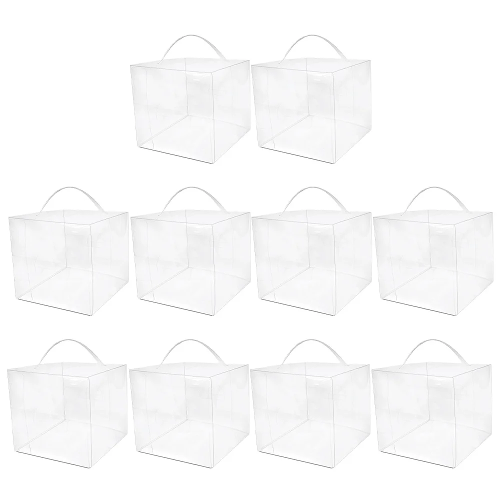 

10Pcs Clear Cake Boxes Handles Portable Dessert Food Packaging Cube Box for Craft Cakes Cupcakes Display Wedding Party