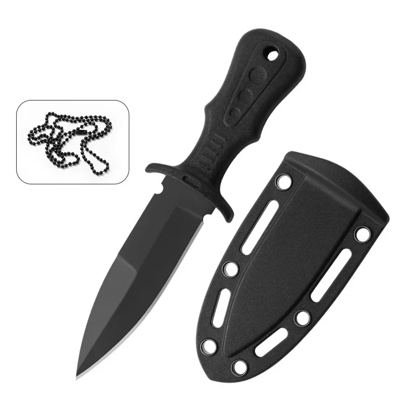 Multifunctional Mini Tactical Neck Knife Keychain with Sheath Portable Small Necklace Key Chain Outdoor Camping Survival Tool