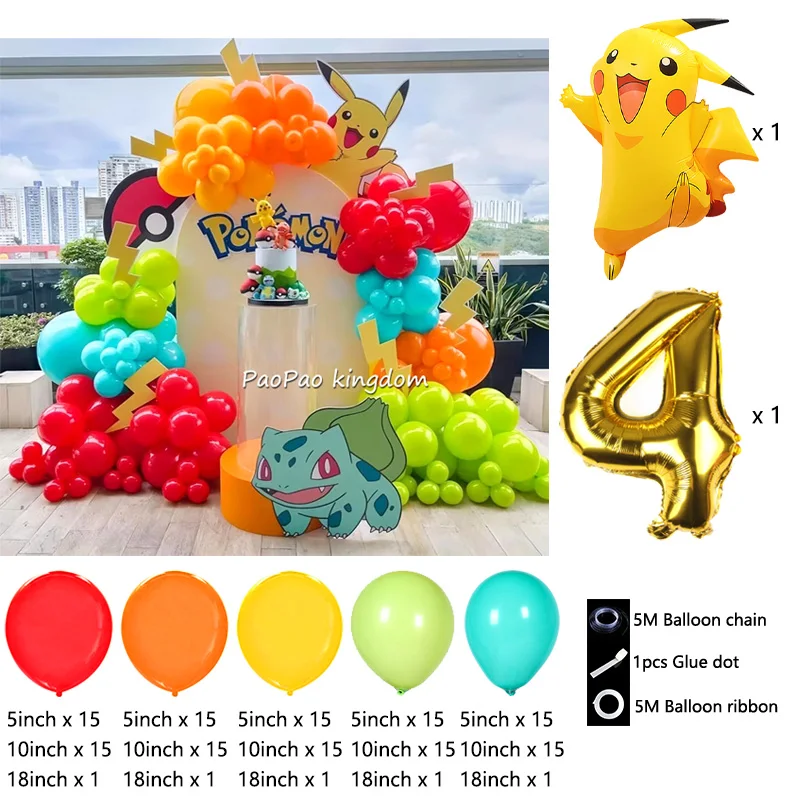 Liebliches Pikachu-Themen-Ballon-Dekorationsset Cartoon-Folienballons Blitzballon-Set Kindergeburtstags-Party-Deko-Zubehör – Detail 4