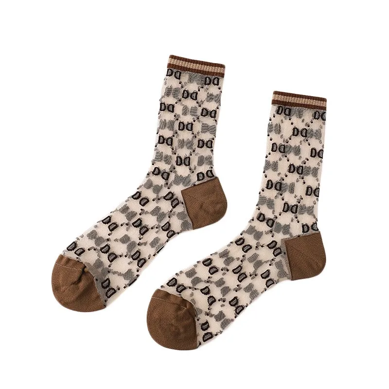 Frauen Socken Sommer Weiche Atmungsaktive Kristall Mesh Harajuku Süße Stil Sexy Einfarbig Ultra Dünne Spitze Lustige Socke Mädchen Geschenk