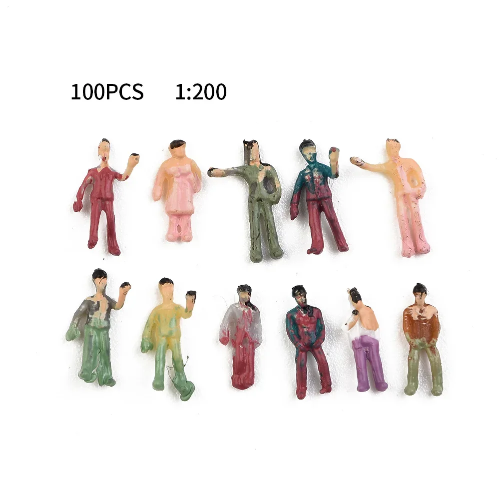 100pcs Different Poses HO Scale 1:80 Painted Figures People Model Standing People Assorted Poses Layout Miniature Decoration