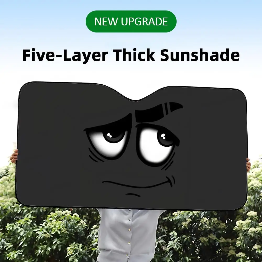 

Cute cartoon expression pack Sun Visor Reusable Aluminum Foil UV Protector Heat Five-Layer Insulation Windshield Sunshades