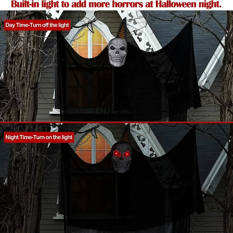 Halloween Hangende Schedel Spook Spookhuis Decoratie Met LED Geluid Ghost Ornament Indoor Outdoor Bar Halloween Party Decor