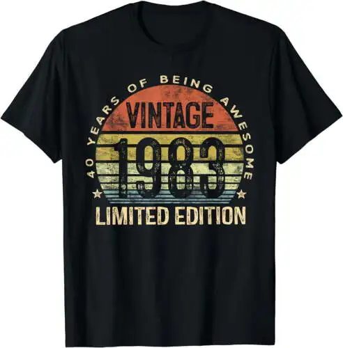 

Vintage 1983 Limited Edition 40 Year Old Gifts 40th Birthday T-Shirt Black