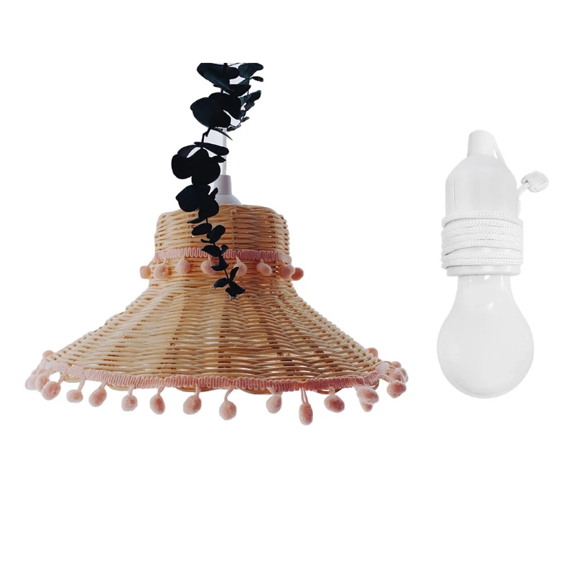 

Hand-woven Natural Rattan Lampshade Chandelier Hanging Light Shades for Homestay