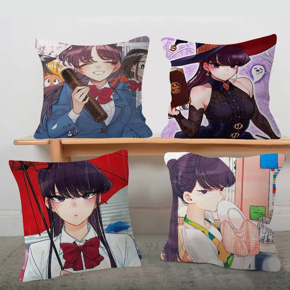 Anime Komi Can't Communicate Pillow Case Soft Double Sided Print Sofa Cushion Cover Throw Pillow Covers