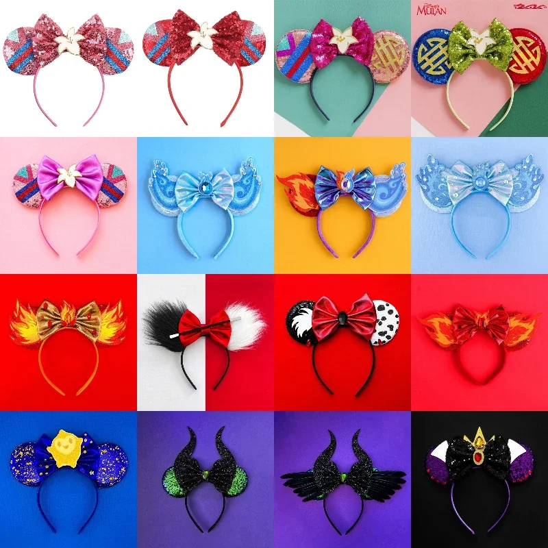 Disney Anime WISH Headbands Girls Cartoon Star Bow Hair Accessories Women Asha Stars Starry Sky Ears Hairbands for Kids Carnival