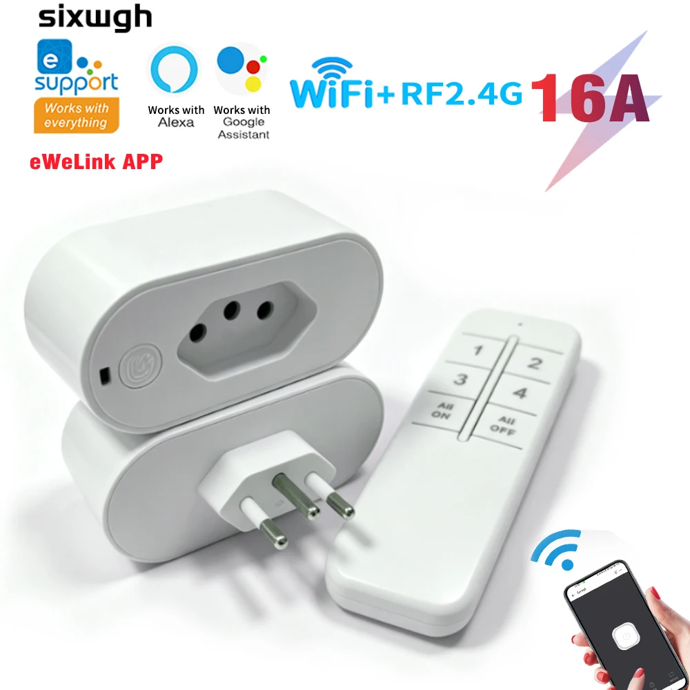 SIXWGH eWeLink BR WiFi Smart Socket, Wireless Remote Switch, Voice Control Works with Alexa & Google Home
