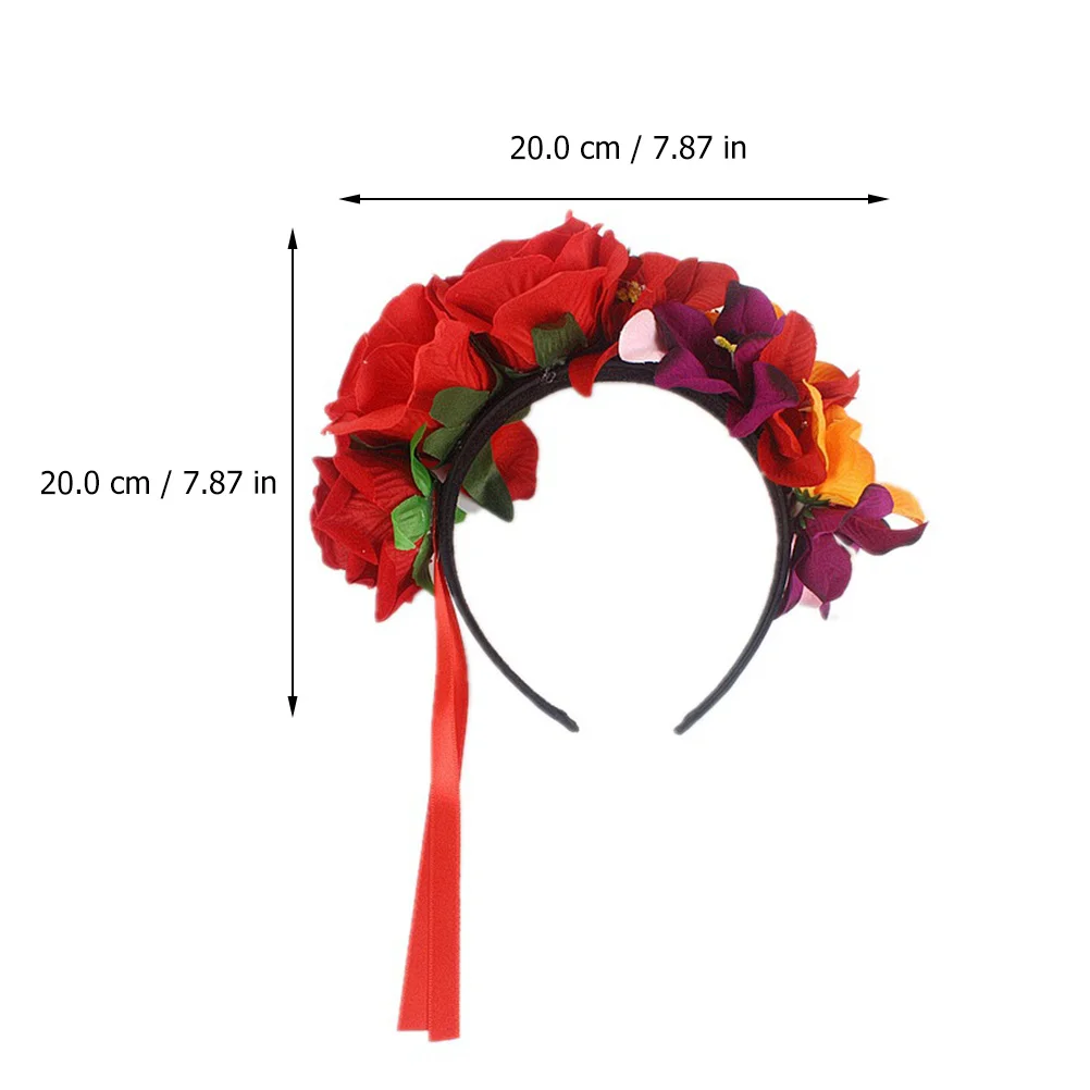 

Flower Headband Women Orchid Rose Design Comfortable Halloween Headpiece Festival Floral Hair Wreath Headband Flower Hair Wreath