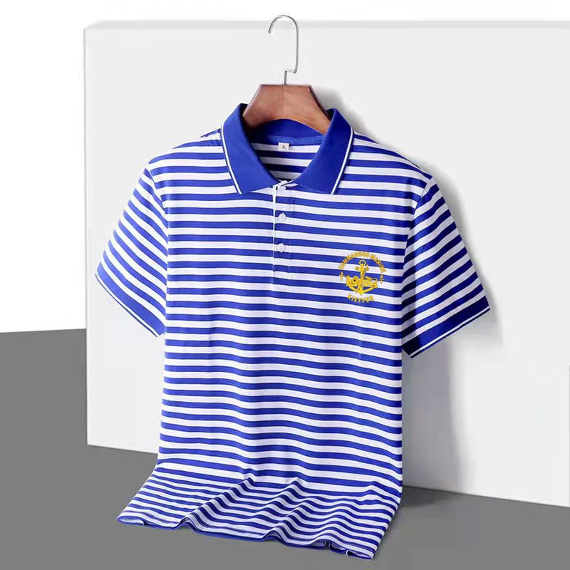 French Naval Commandos Marine Kieffe Sailor Striped Polo Shirts High Quality Cotton Short Sleeve Mens Stripe T-Shirt Breton Top