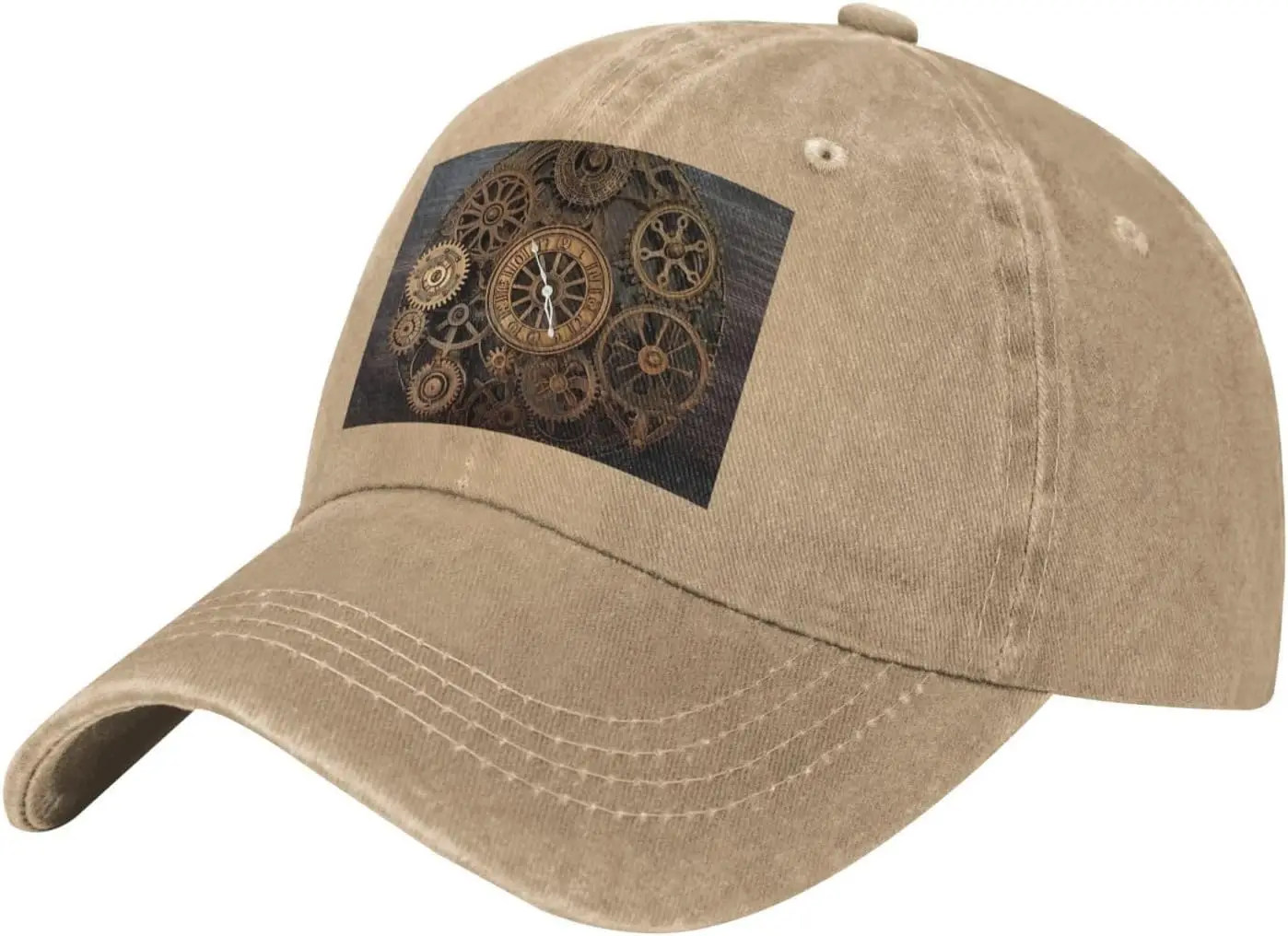 

Бейсболка из стираного хлопка с принтом часов в стиле стимпанк, винтажная регулируемая шляпа для папы, повседневная кепка для гольфа