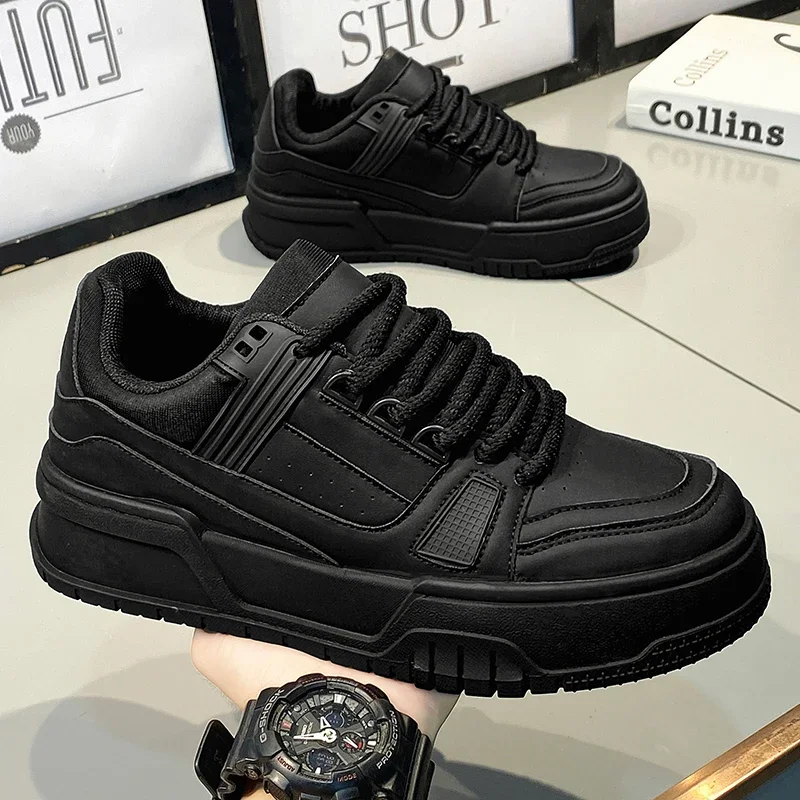 Fashion Versatile White Men Sport Shoes Platform Thick Sole Casual Sneakers  Breathable Lightweight Running Shoes Tennis Shoes