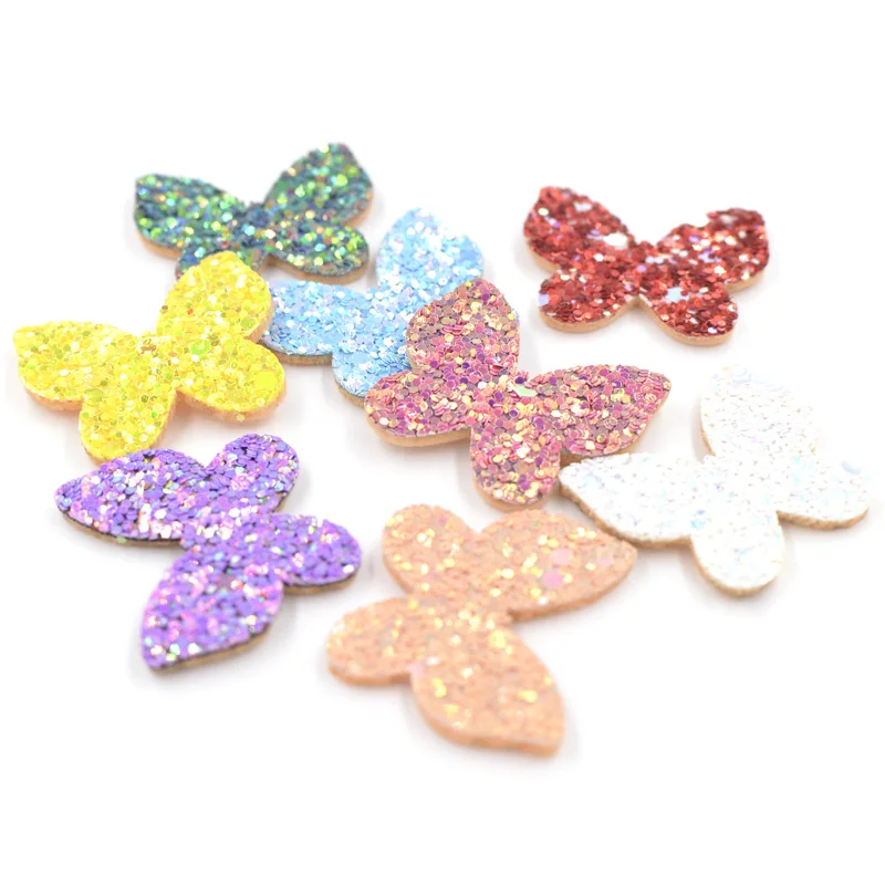 16Pcs Bling Paillette Fabric Padded Appliques Glitter Butterfly Patches for Craft Clothes DIY Hair Bow Decor Akcesoria