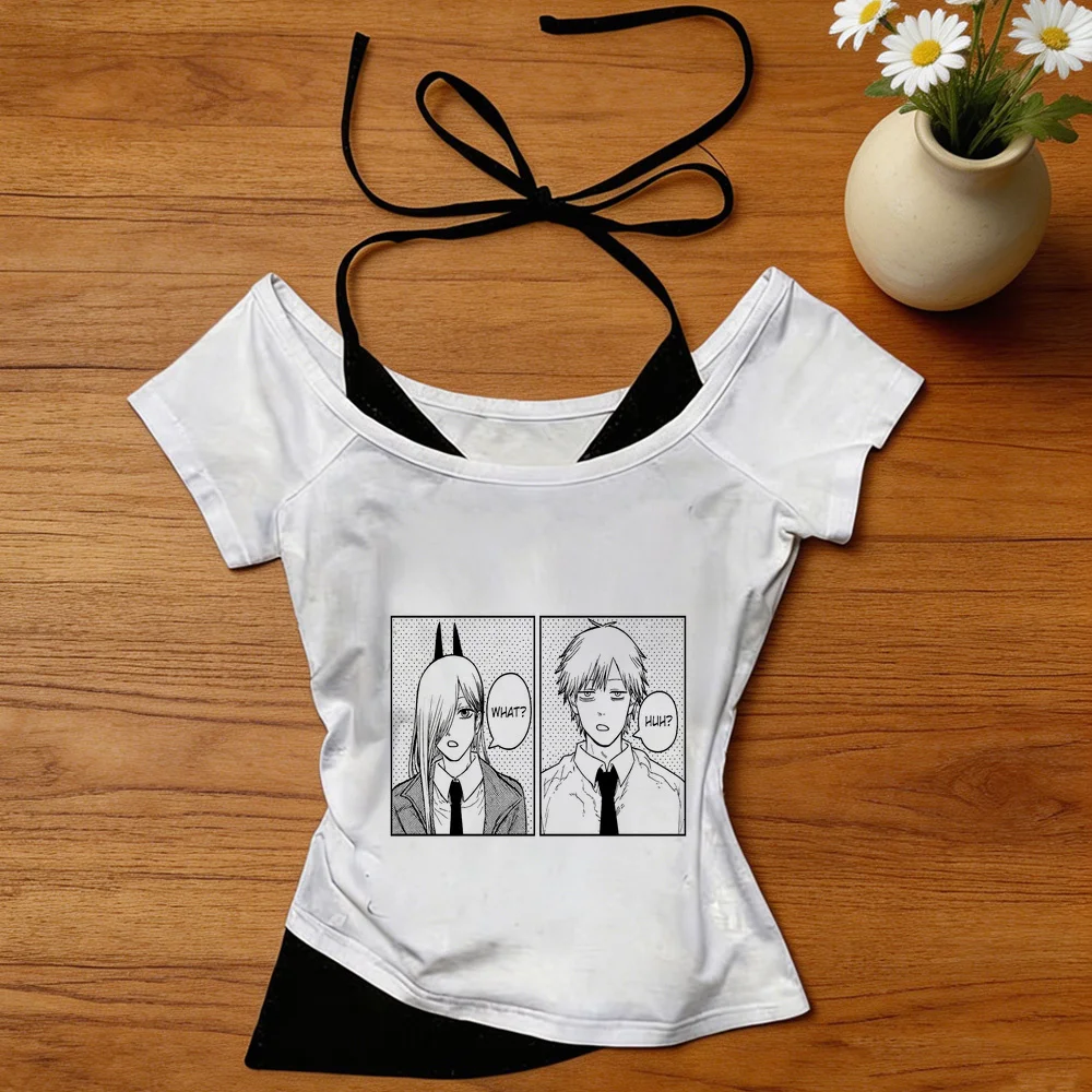 Chainsaw Man cropped top girl 2000s emo japan t shirt y2k graphic scene  2000s cutecore