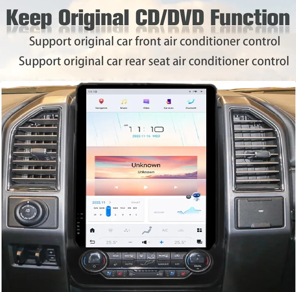 14.4 Inch Android 13 Car Multimedia Player 128GB for Ford F150 Raptor 2009-2014 Tesla Style GPS Navigation Radio Tape Headunit