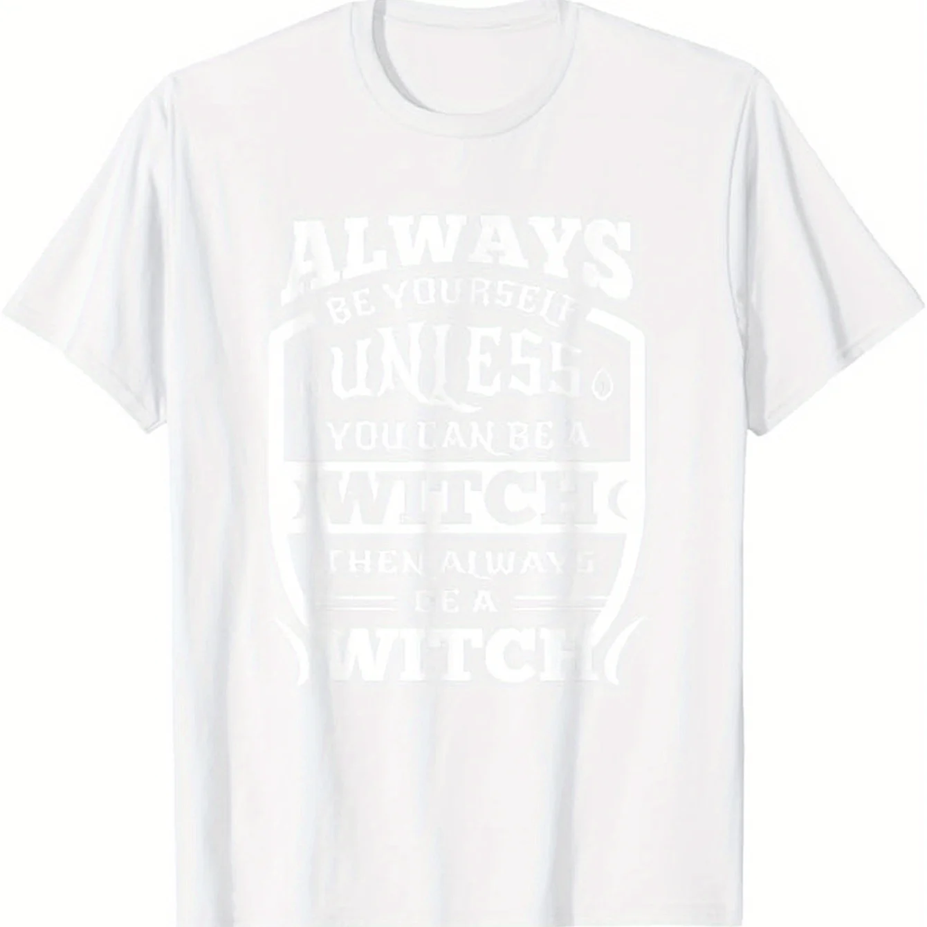 

Мужская футболка с надписью «Забавная ведьма» — «Always Be Yourself Unless You Can Be a Witch Then Be a Witch» — черная с белым викканском