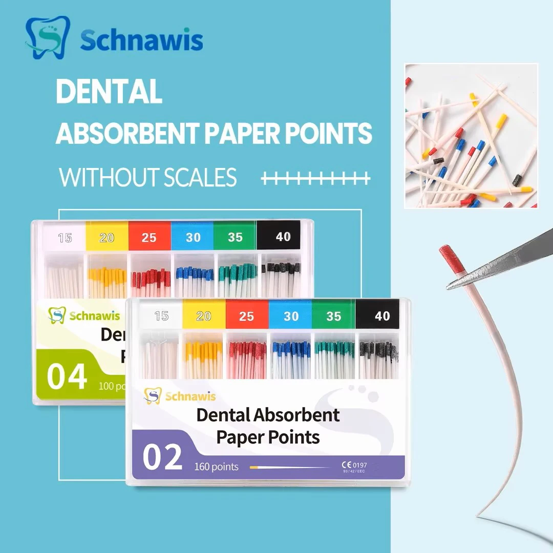 1 صندوق نقاط ورق ماصة للأسنان معقمة بأحجام مختلطة 02 04 06 تفتق 15-40 # F1F2F3 أطراف ورقية لمواد طب الأسنان