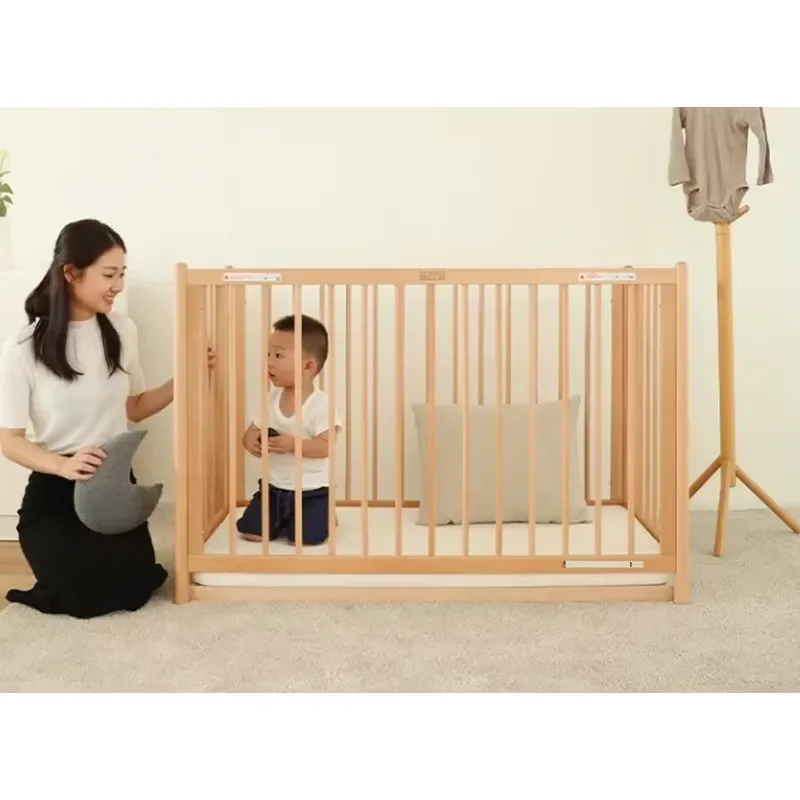 Natural Solid Wood Baby Crib Safe Non Toxic Nursery Bed for Newborn Infant Sleeping Furniture Modern Minimalist Design for