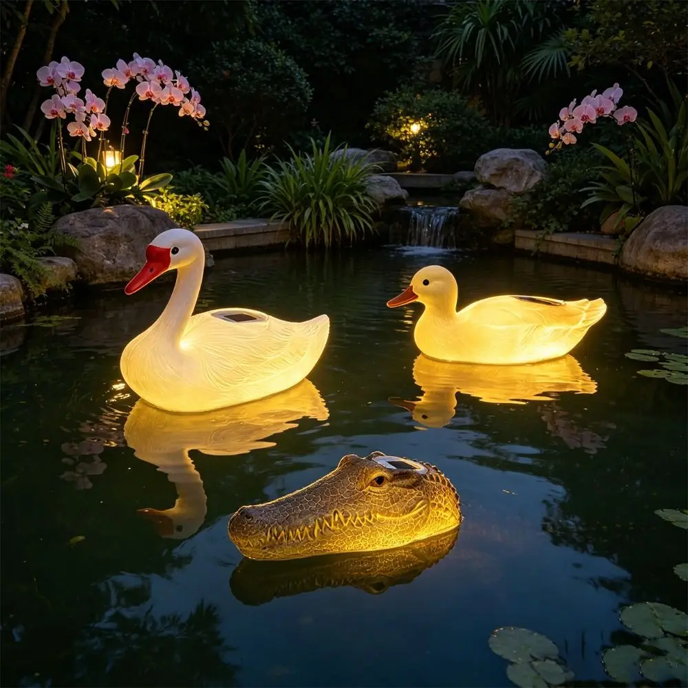 PE Blow Molded Floating Duck Ornament Realistic Shape Weighted Bottom Decorative Figurine Waterproof Weather Resistant