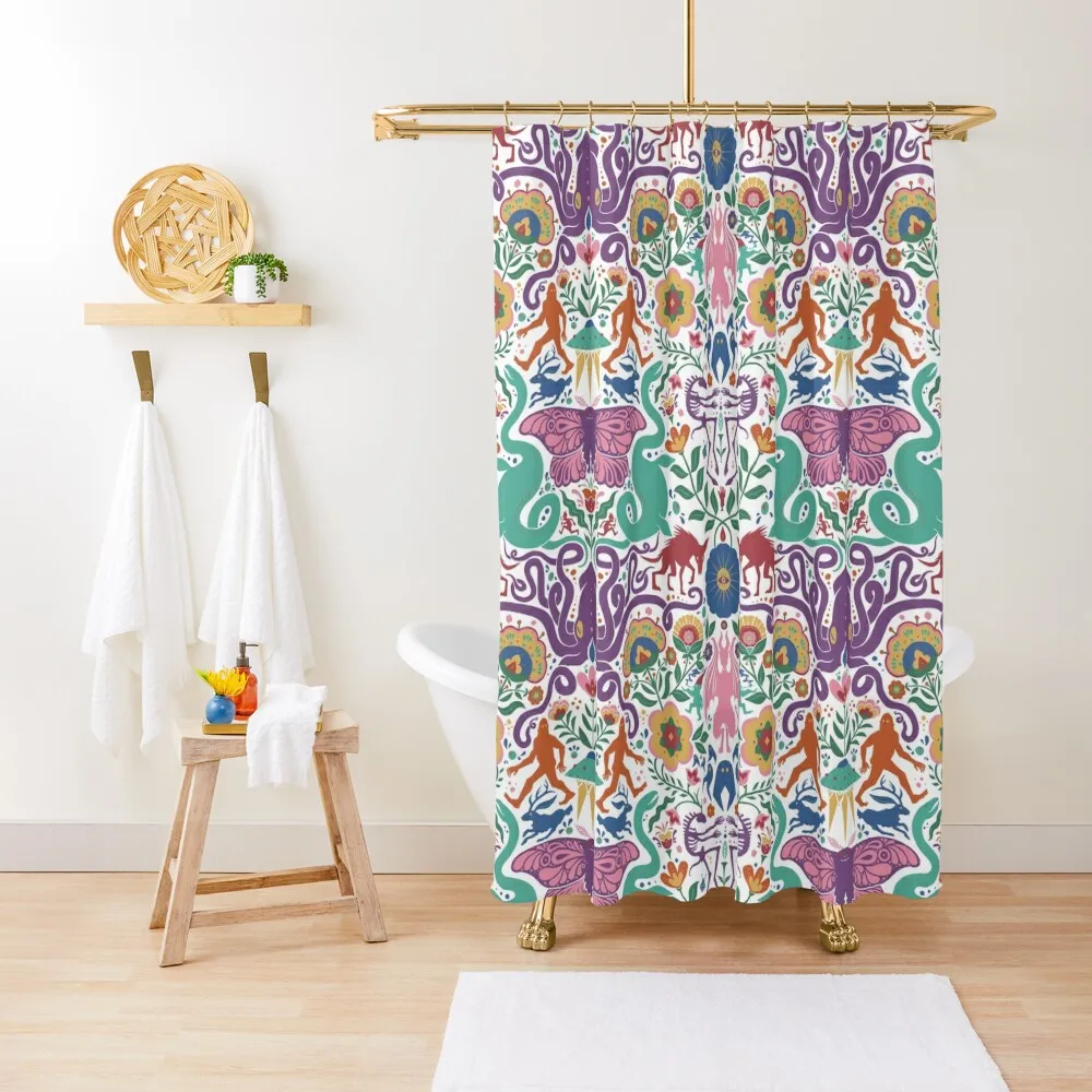 

Swedish Folk Creatures Shower Curtain Waterproof Shower Bathroom Fabric Anime Shower Cover Curtain