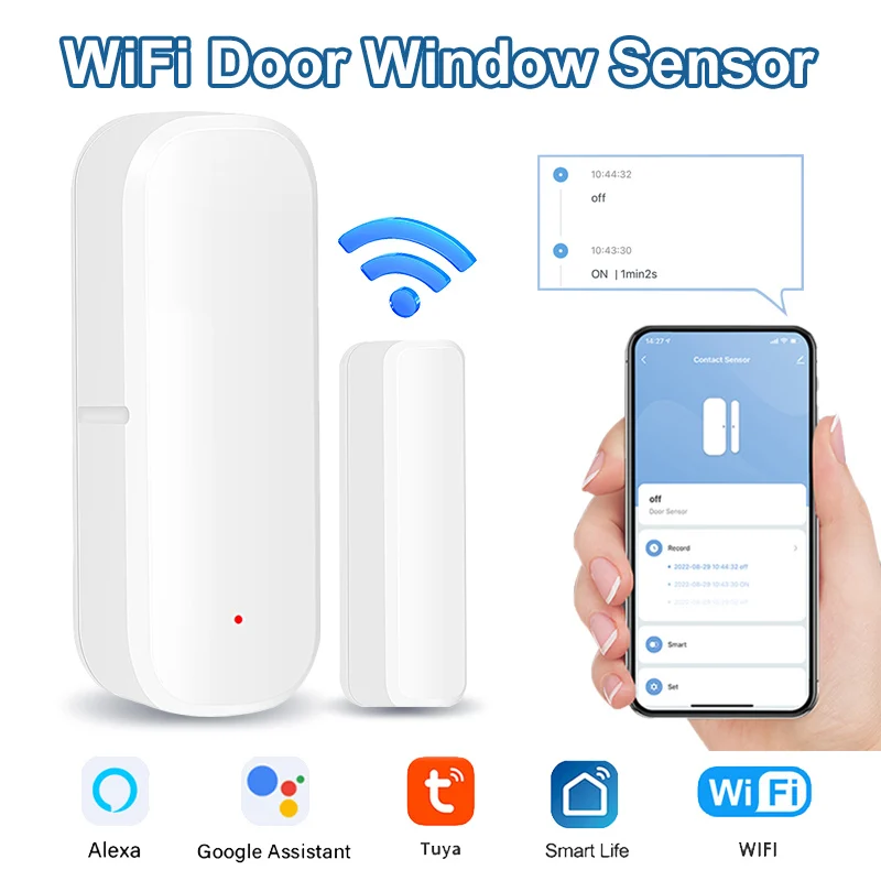 

Tuya Smart Home WiFi Door Sensor Alarm Window Door Open Closed Detectors Security Protection Smart Life Voice Alexa Google